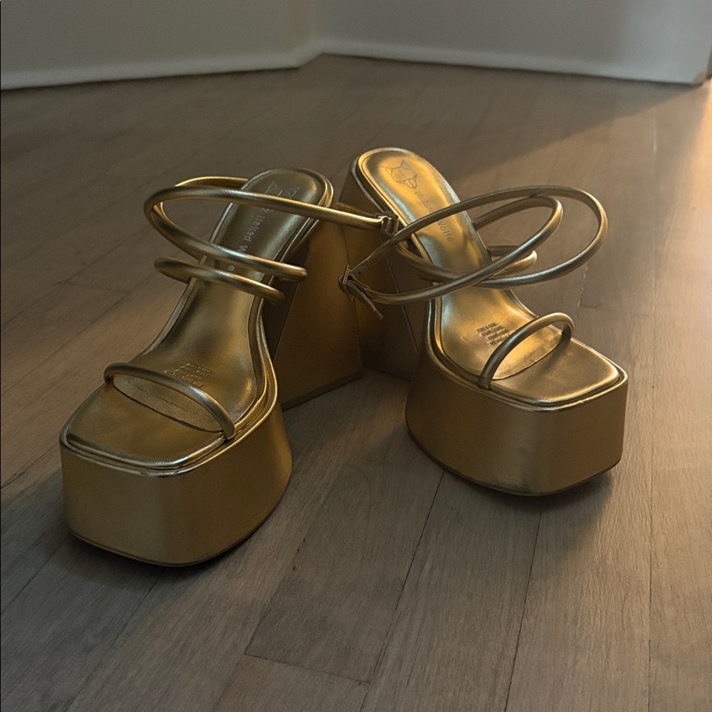 Naked Wolfe  Radiant Gold Leather Sandals
